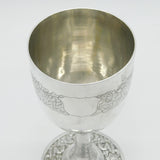 Chinese 19th Century Sterling Silver Floral Decorated Wine Goblet Antique Leeching Canton