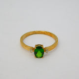 9ct Yellow Gold, Green Topaz & White Sapphire Dress Ring Vintage 2010 Birmingham