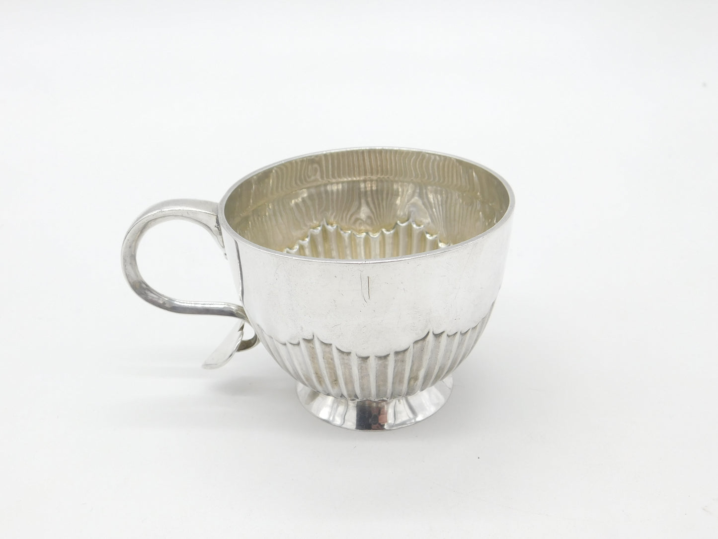 Victorian Sterling Silver Leaf Form Tea Cup Antique 1900 London Art Nouveau