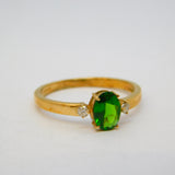 9ct Yellow Gold, Green Topaz & White Sapphire Dress Ring Vintage 2010 Birmingham