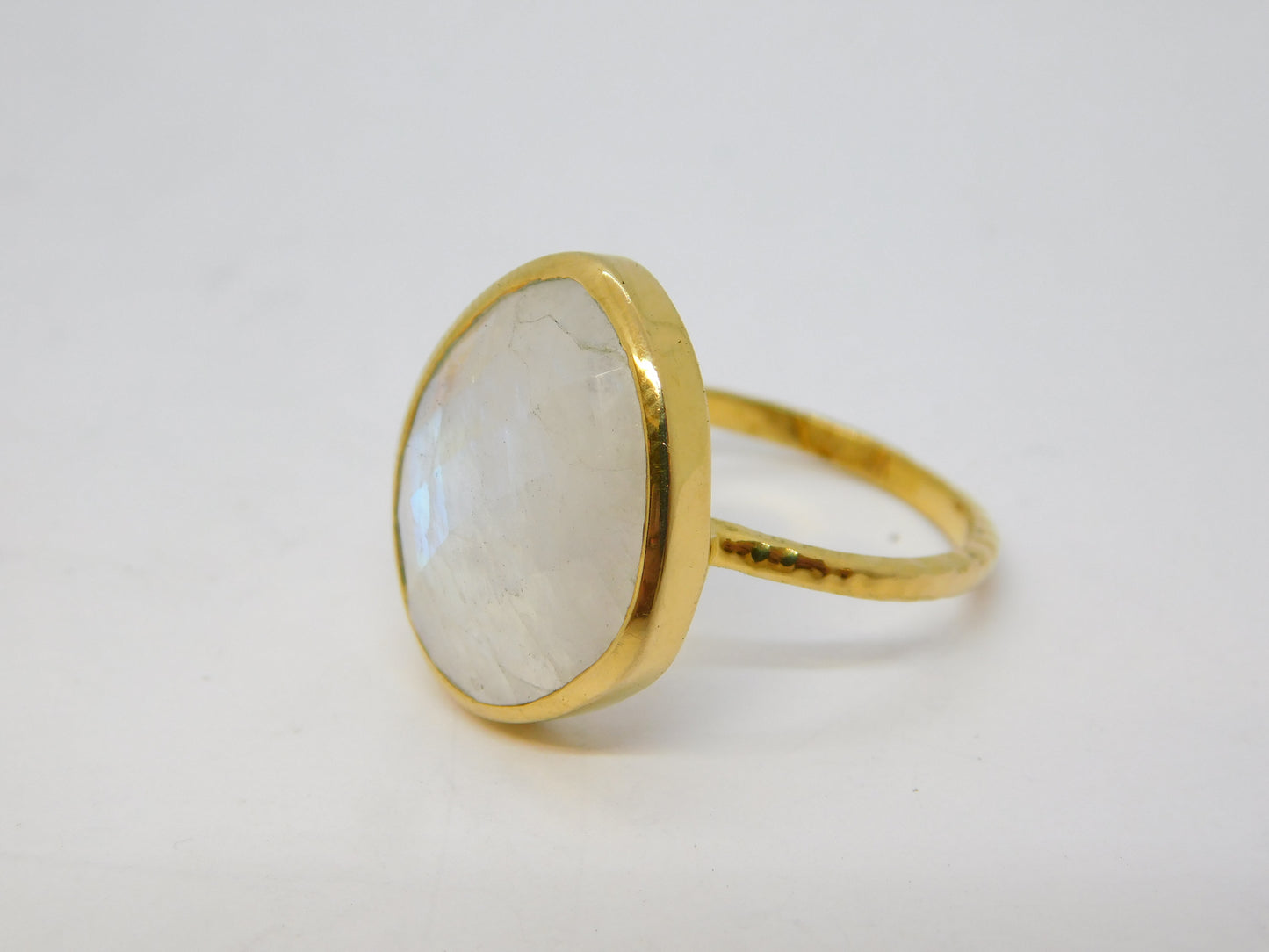 Gold on Sterling Silver Pear-Cut Moonstone Dress Ring Vintage 2010 London