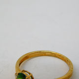 9ct Yellow Gold, Green Topaz & White Sapphire Dress Ring Vintage 2010 Birmingham