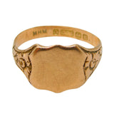 9ct Rose Gold Shield Form Signet Ring Antique 1926 Birmingham Art Deco