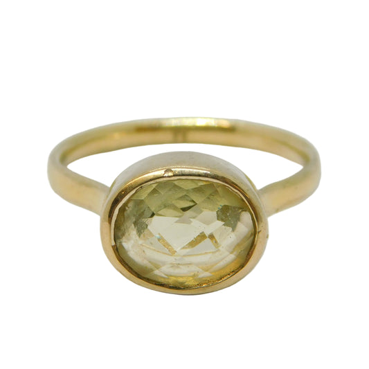 Gold on Sterling Silver Faceted Citrine Set Dress Ring Vintage 2010 London