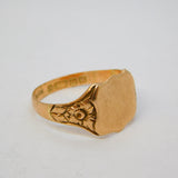 9ct Rose Gold Shield Form Signet Ring Antique 1926 Birmingham Art Deco