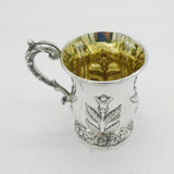 Anglo-Indian Colonial Sterling Silver Floral Christening Mug Antique Madras