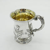 Anglo-Indian Colonial Sterling Silver Floral Christening Mug Antique Madras