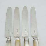 Newcastle Provincial George III Set of Sterling Silver & Mother of Pearl Dessert Knives Antique c1810