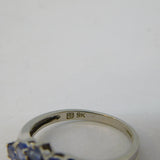 9ct White Gold & Tanzanite Set Cluster Ring Vintage c1980