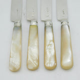 Newcastle Provincial George III Set of Sterling Silver & Mother of Pearl Dessert Knives Antique c1810