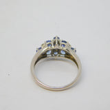 9ct White Gold & Tanzanite Set Cluster Ring Vintage c1980