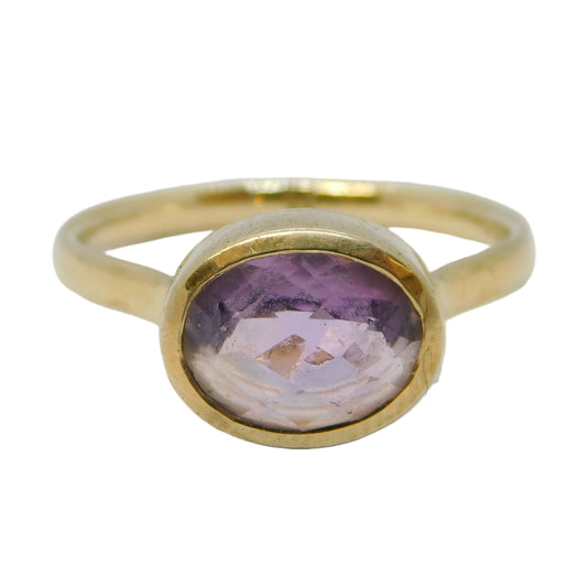 Gold on Sterling Silver Faceted Amethyst Dress Ring Vintage 2010 London