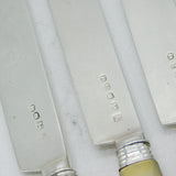 Newcastle Provincial George III Set of Sterling Silver & Mother of Pearl Dessert Knives Antique c1810