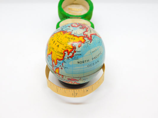 Novelty Tinplate Globe Form Sewing Tape Measure Antique c1920 Art Deco