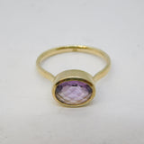 Gold on Sterling Silver Faceted Amethyst Dress Ring Vintage 2010 London