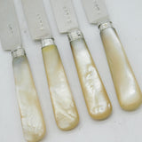 Newcastle Provincial George III Set of Sterling Silver & Mother of Pearl Dessert Knives Antique c1810