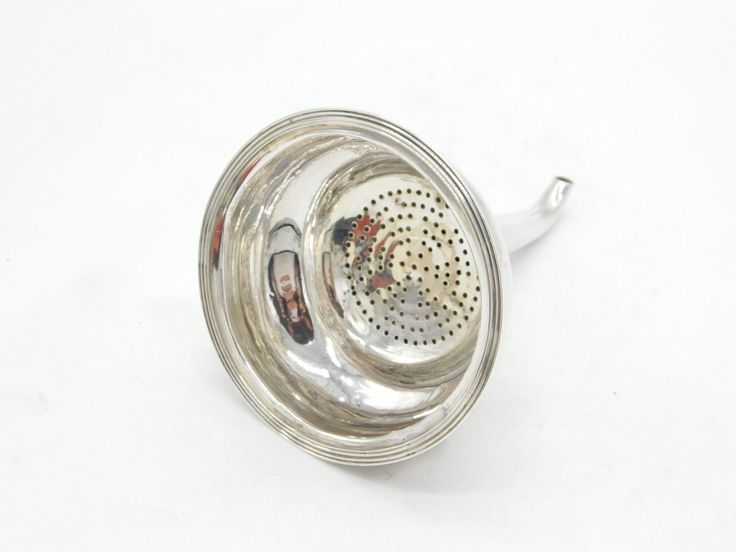 George III Sterling Silver Crested Wine Funnel Strainer Antique 1794 London