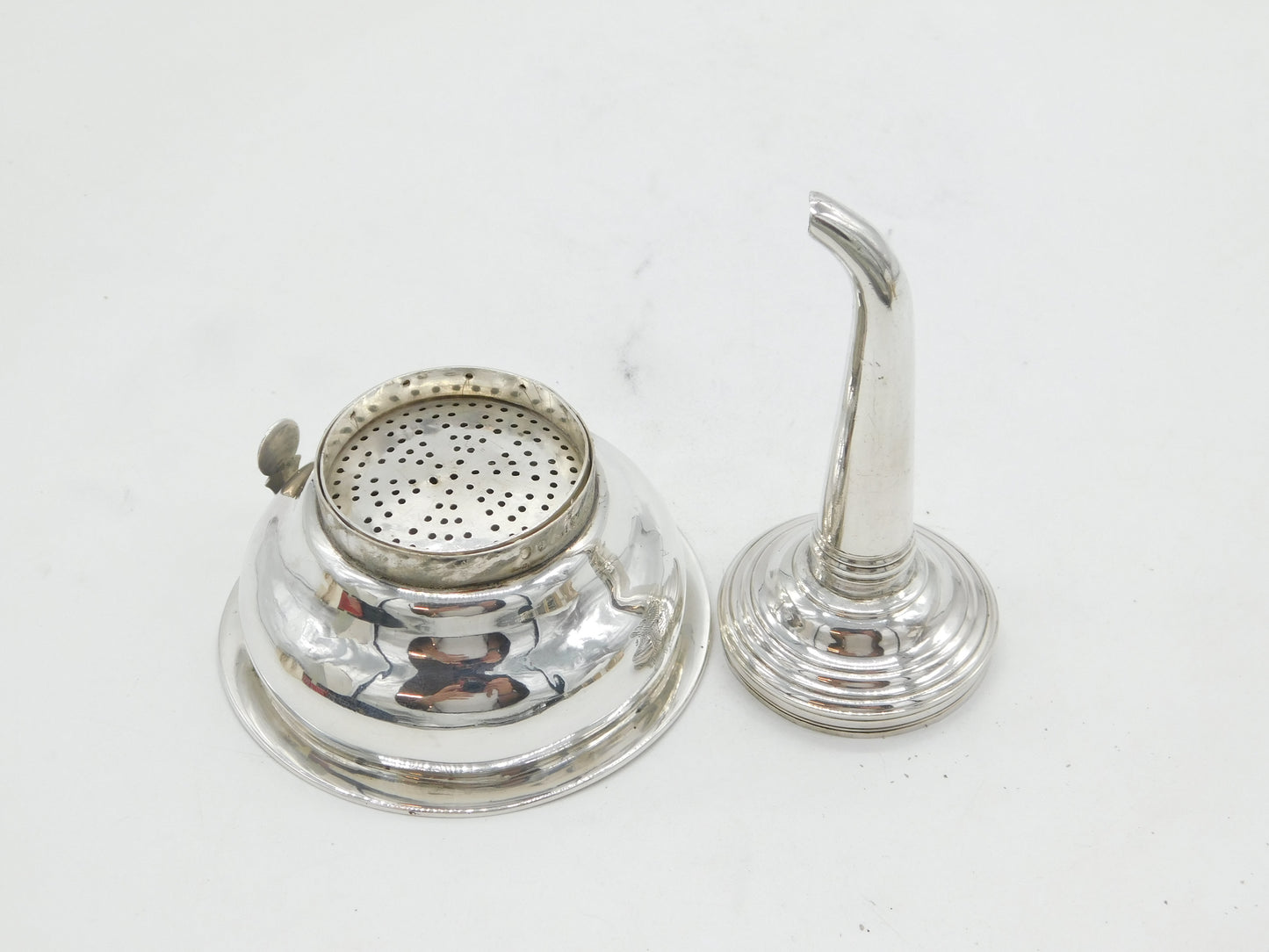George III Sterling Silver Crested Wine Funnel Strainer Antique 1794 London