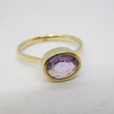 Gold on Sterling Silver Faceted Amethyst Dress Ring Vintage 2010 London