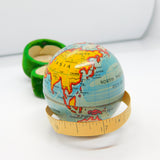 Novelty Tinplate Globe Form Sewing Tape Measure Antique c1920 Art Deco