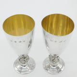 Pair of Sterling Silver Celtic Viking Stem Wine Goblets Vintage 1973 Birmingham
