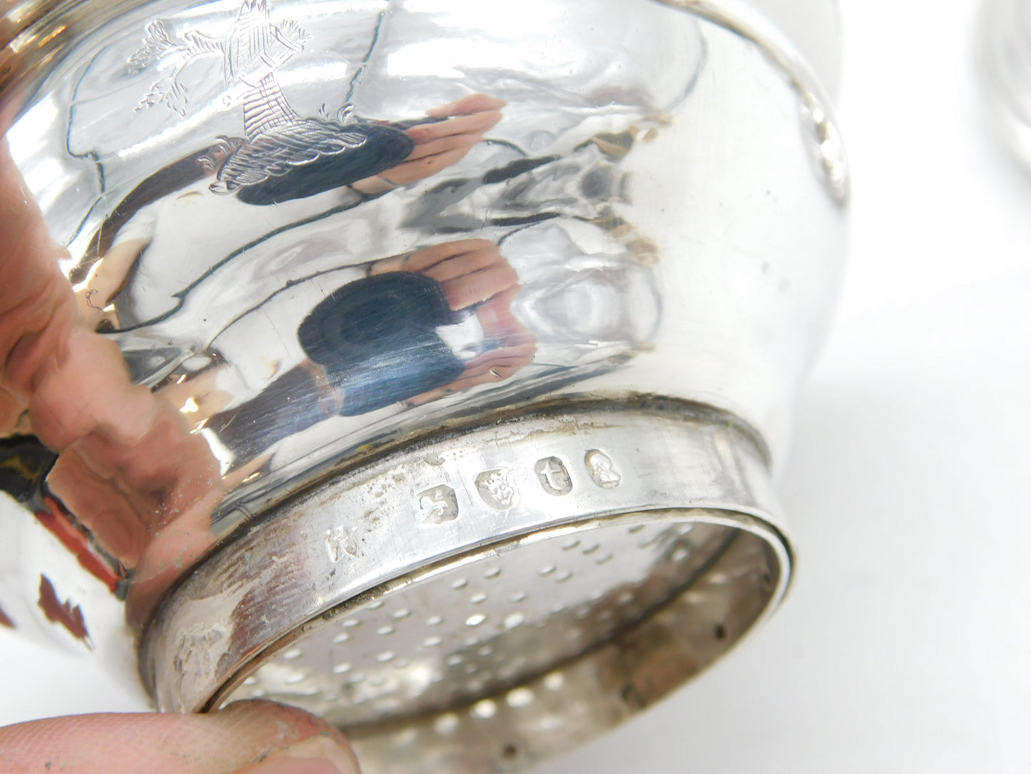 George III Sterling Silver Crested Wine Funnel Strainer Antique 1794 London