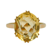 9ct Yellow Gold & Faceted Citrine Cocktail Dress Ring Vintage 1978 Birmingham