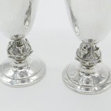 Pair of Sterling Silver Celtic Viking Stem Wine Goblets Vintage 1973 Birmingham