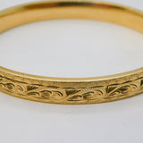 9ct Yellow Gold on Metal Core Floral Bangle Bracelet Antique c1930 Art Deco