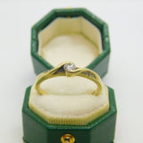 9ct Yellow Gold & 0.15ct Diamond Crossover Ring Vintage c1990 Sheffield