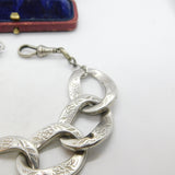 Victorian Sterling Silver Floral Pattern Curb Link Bracelet c1880 Antique