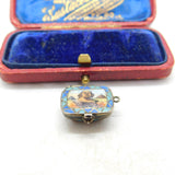 Norwegian Enamel Moses Basket Silver Charm Pendant Antique Egyptian Revival c1920
