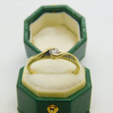 9ct Yellow Gold & 0.15ct Diamond Crossover Ring Vintage c1990 Sheffield