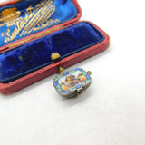 Norwegian Enamel Moses Basket Silver Charm Pendant Antique Egyptian Revival c1920