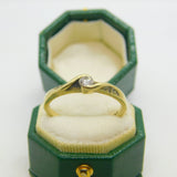 9ct Yellow Gold & 0.15ct Diamond Crossover Ring Vintage c1990 Sheffield