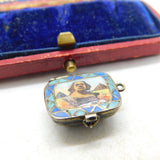 Norwegian Enamel Moses Basket Silver Charm Pendant Antique Egyptian Revival c1920