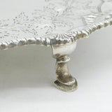 George III Sterling Silver Floral Pattern Cow Crest Salver Antique 1764 London