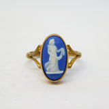 9ct Yellow Gold Wedgwood Athena Cameo Set Ring Vintage 1978 Birmingham