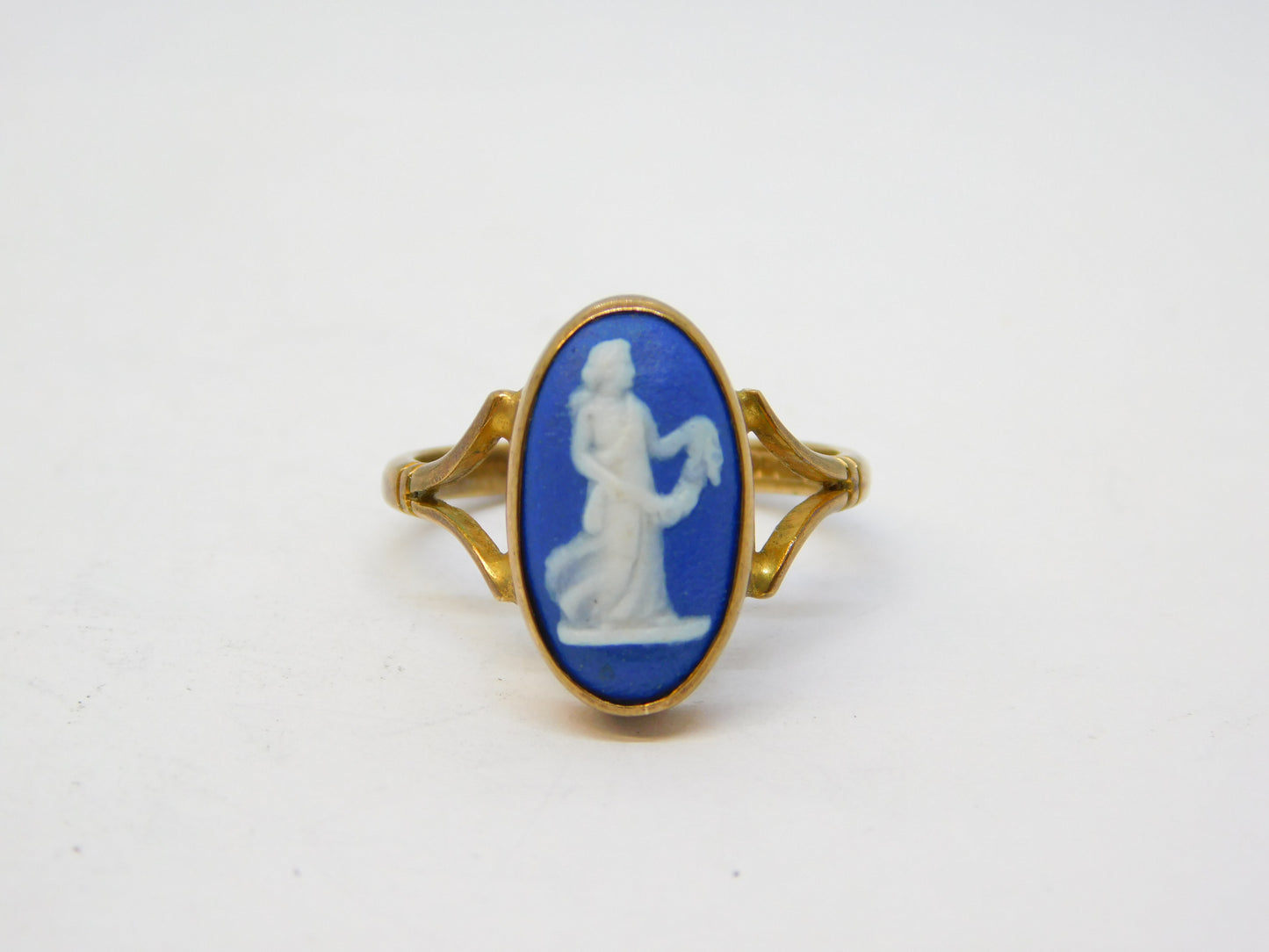 9ct Yellow Gold Wedgwood Athena Cameo Set Ring Vintage 1978 Birmingham