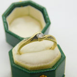 9ct Yellow Gold & 0.15ct Diamond Crossover Ring Vintage c1990 Sheffield