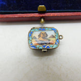 Norwegian Enamel Moses Basket Silver Charm Pendant Antique Egyptian Revival c1920