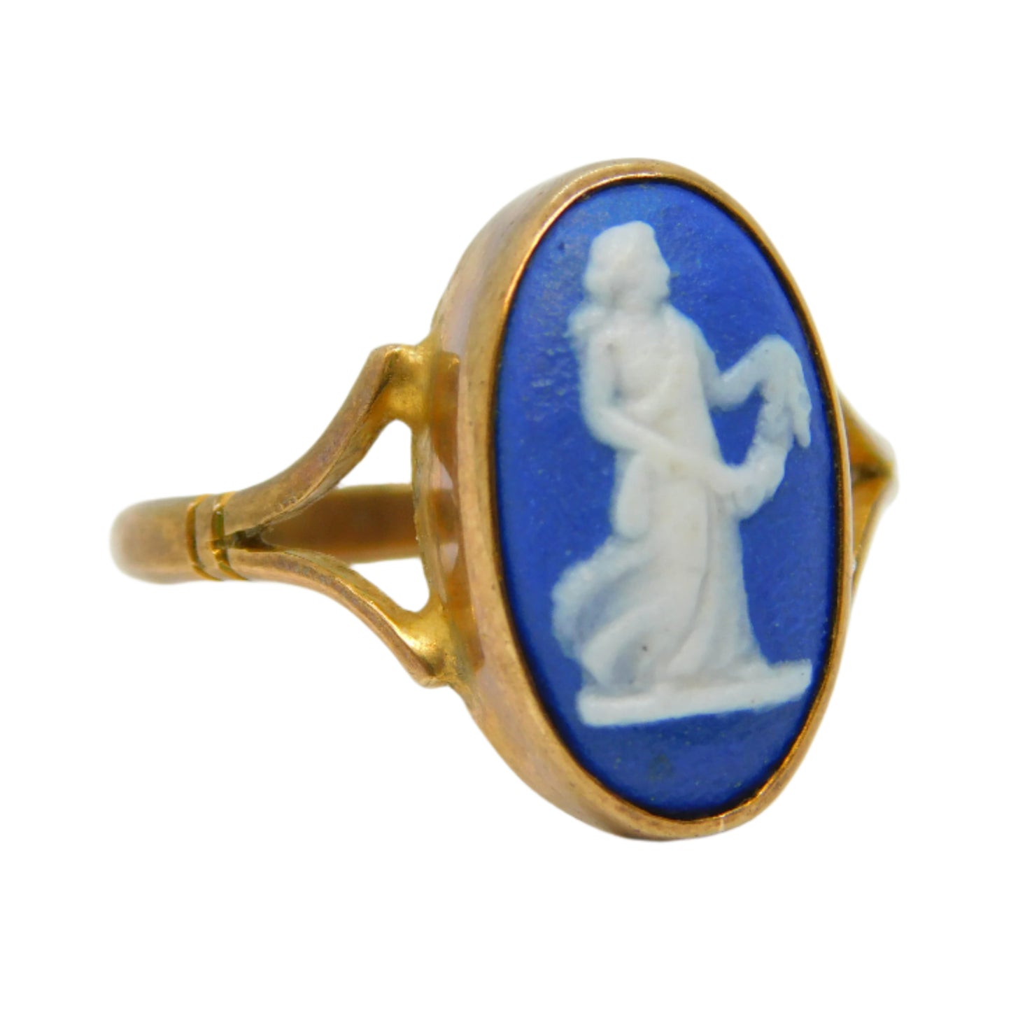 9ct Yellow Gold Wedgwood Athena Cameo Set Ring Vintage 1978 Birmingham