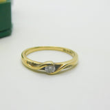 9ct Yellow Gold & 0.15ct Diamond Crossover Ring Vintage c1990 Sheffield