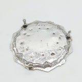 George III Sterling Silver Floral Pattern Cow Crest Salver Antique 1764 London