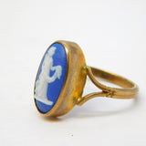 9ct Yellow Gold Wedgwood Athena Cameo Set Ring Vintage 1978 Birmingham