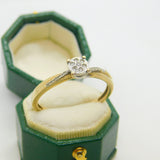 9ct Yellow Gold Illusion Set Diamond Solitaire Ring Vintage c1990 London