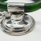 Boxed Edwardian Sterling Silver & Nephrite Jade Knife Rests Antique 1909 Wilkes