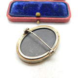 Pietra Dura Pink Rose Flower in Sterling Silver Brooch Antique Victorian c1890