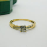 9ct Yellow Gold Illusion Set Diamond Solitaire Ring Vintage c1990 London