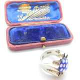 Scottish Caithness Glass Sterling Silver Millefiori Floral Glass Signet Ring 1979 Edinburgh